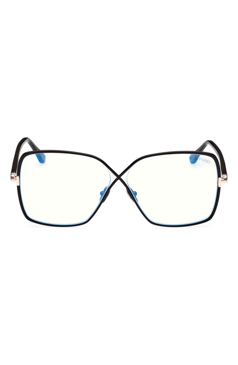 TOM FORD 59mm Butterfly Blue Light Blocking Glasses, Main, color, 