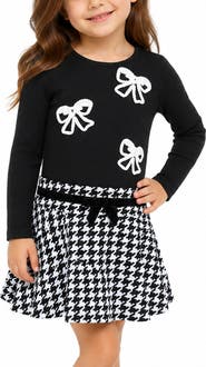 Zunie Kids' Marsha Soutache Bows Long Sleeve Dress