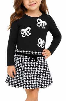 Kids' Marsha Soutache Bows Long Sleeve Dress