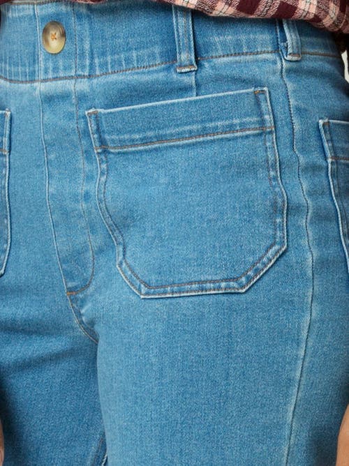 Single Stitch High Waist Crop Jean In Blue