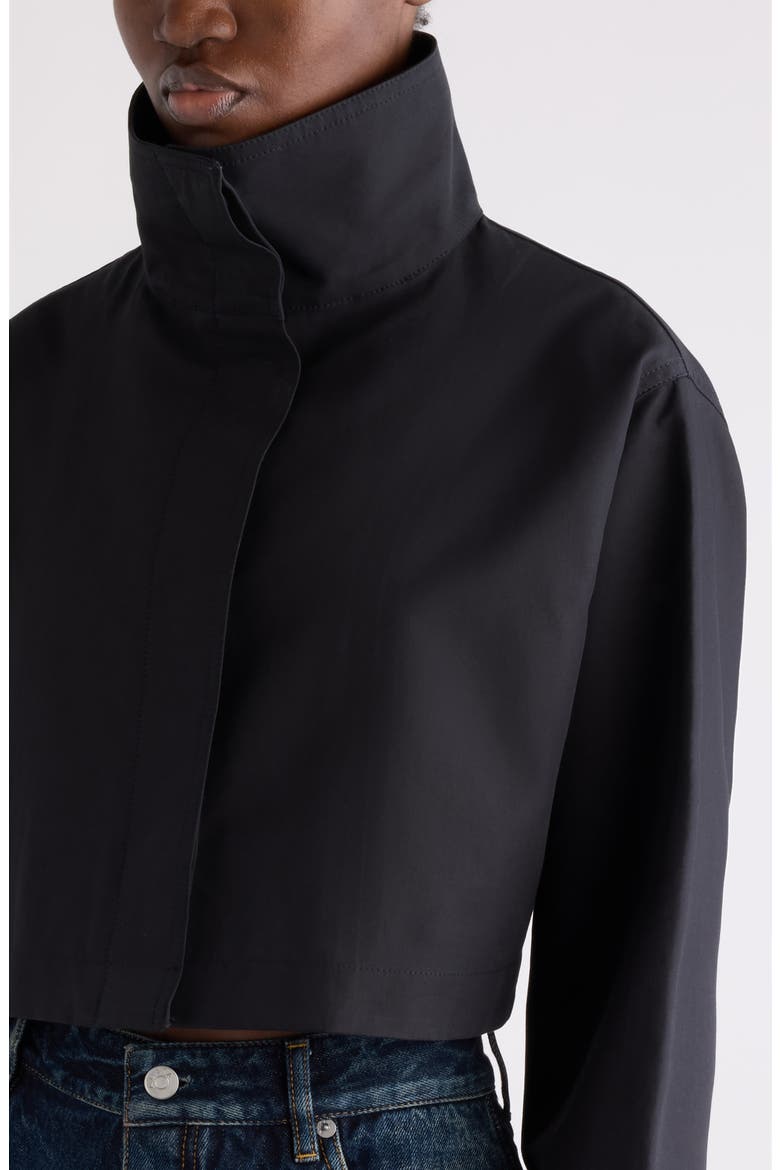Crop Cotton & Silk Jacket, Alternate, color, NOIR/ NOIR