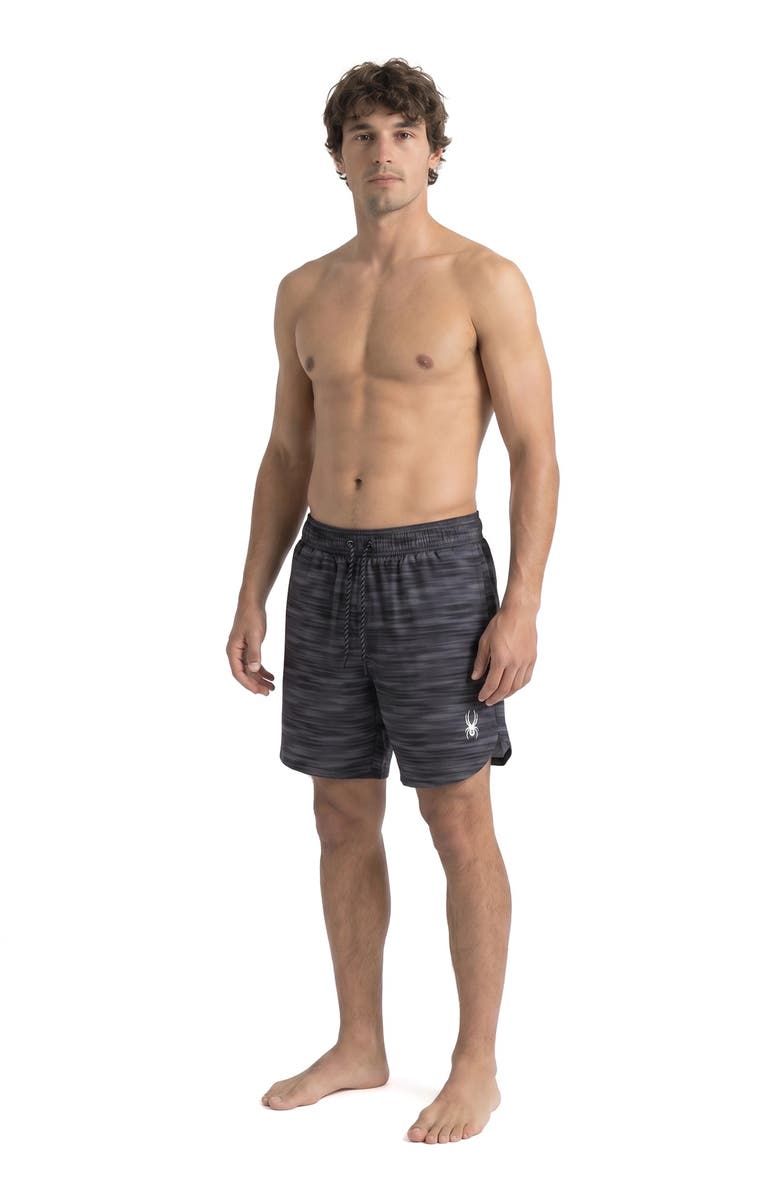 Spyder Jute Scallop Volley Swim Shorts, Alternate, color, Black