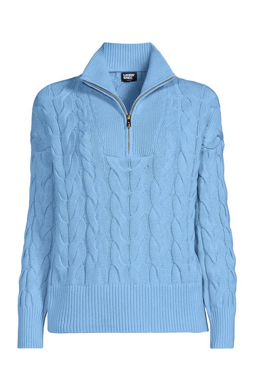Lands' End Drifter Cotton Quarter Zip Pullover Sweater In Bermuda Blue