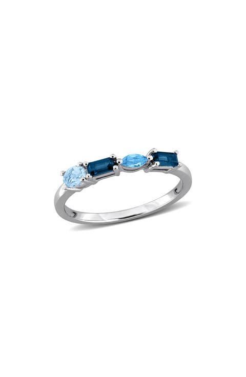 Multiple Cut Blue Topaz Stacking Ring