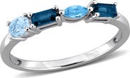 DELMAR Multiple Cut Blue Topaz Stacking Ring