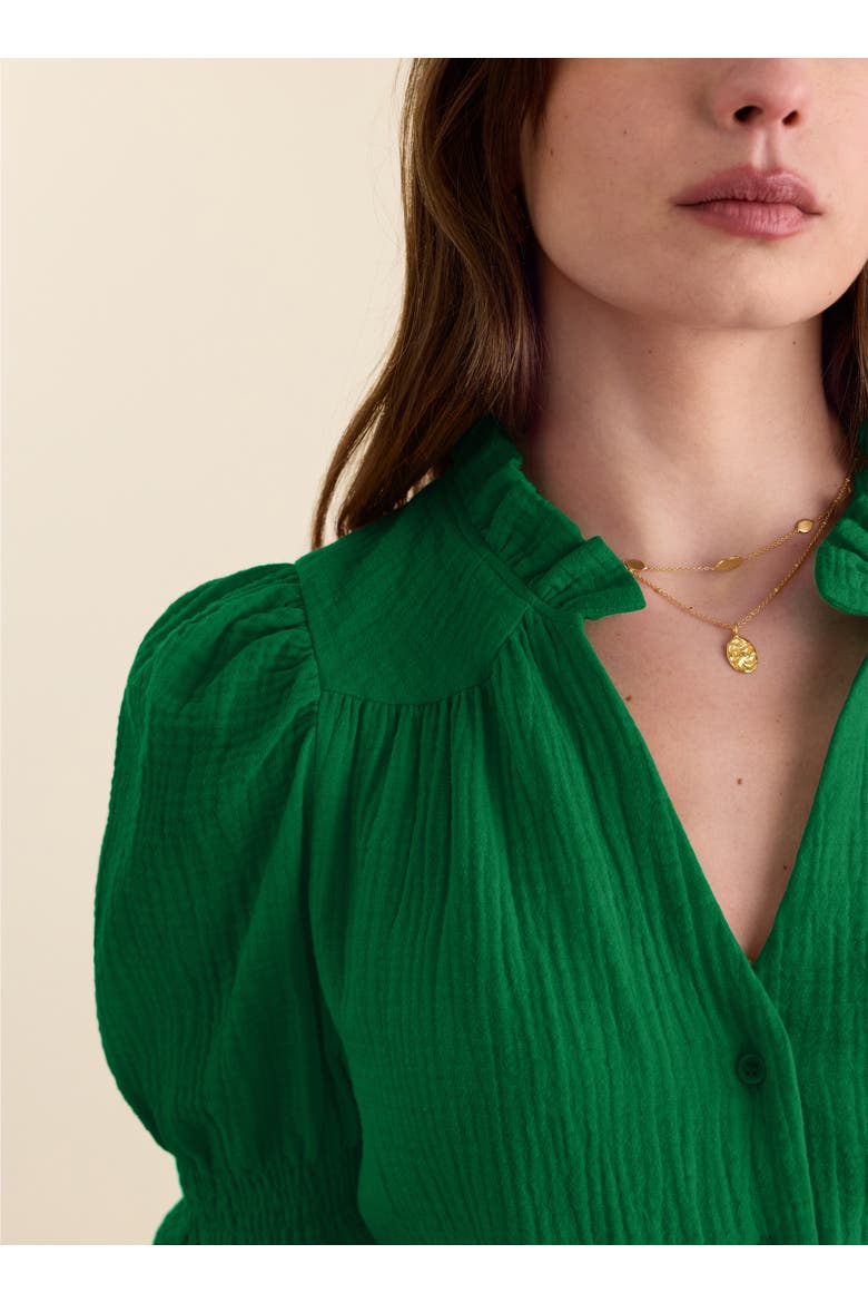Nolan Organic Cheesecloth Blouse, Alternate, color, Bright Emerald