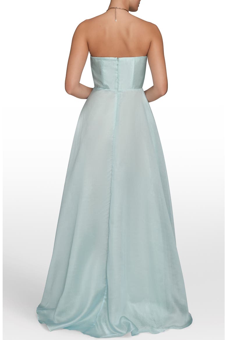 Strapless Ruched Bodice Gown, Alternate, color, SEA MIST