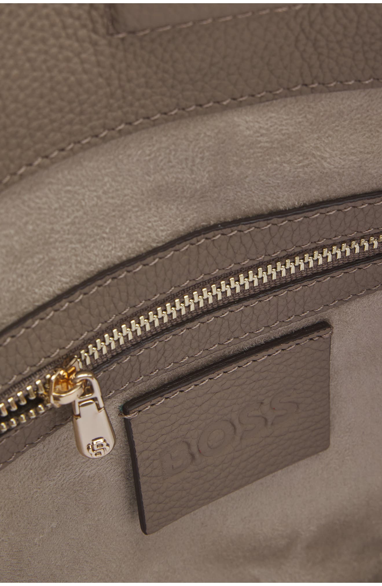 HUGO Lenah Leather Shoulder Bag, Alternate, color, Open Brown