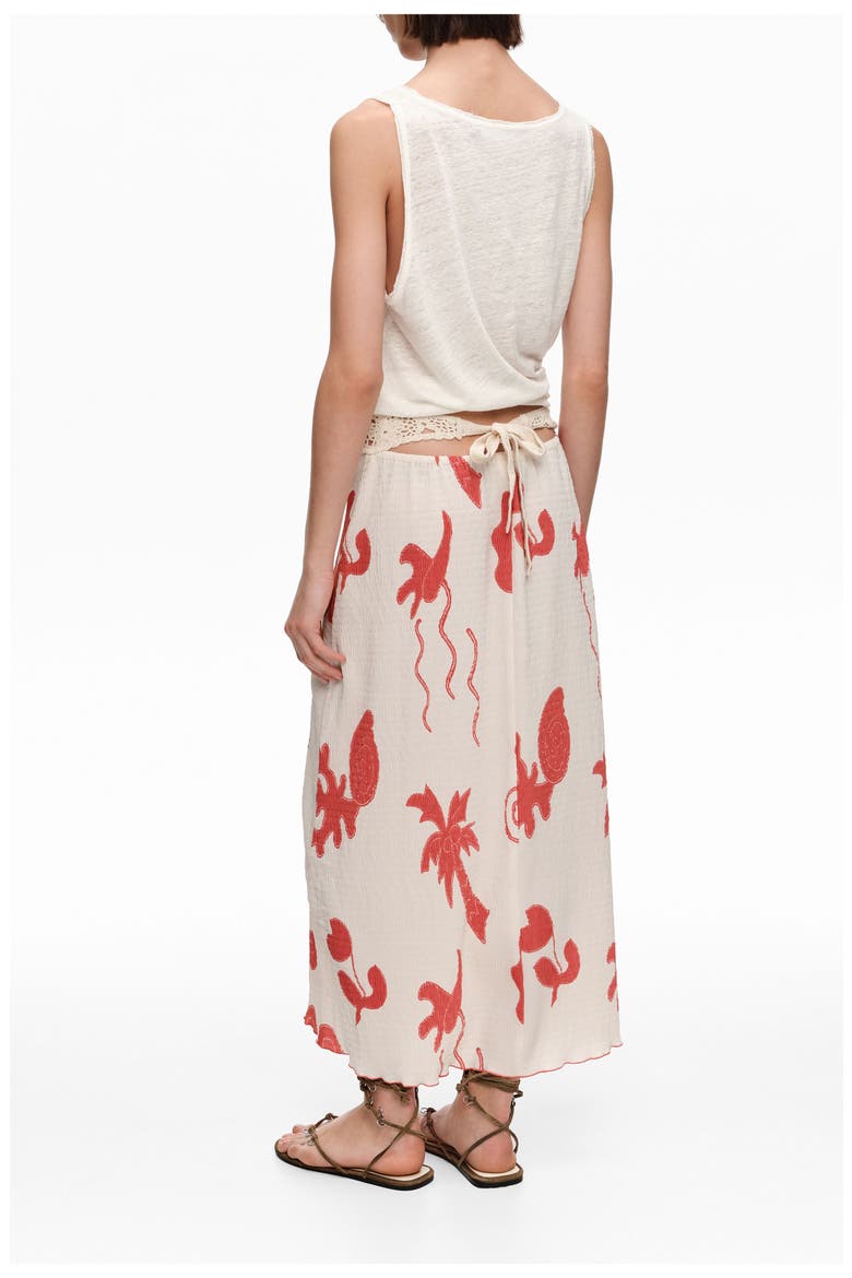 A-Line Mixed-Material Midi Skirt, Alternate, color, SAND RED