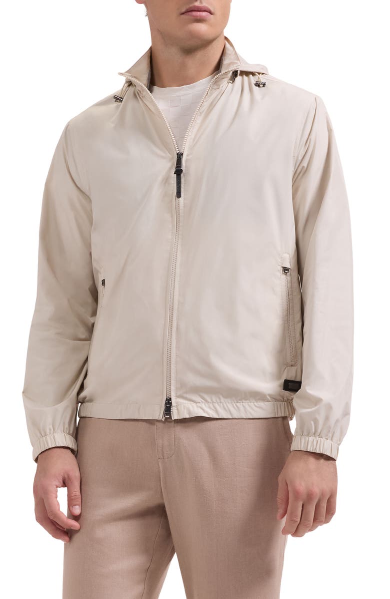 Bugatchi Water Repellent Packable Jacket with Removable Hood, Main, color, Almond