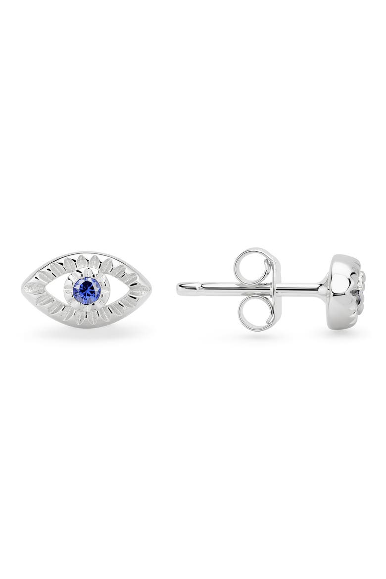 Diamond-Cut Petite Evil Eye Stud Earrings, Main, color, SILVER