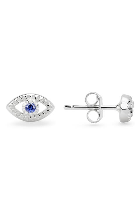 Diamond-Cut Petite Evil Eye Stud Earrings