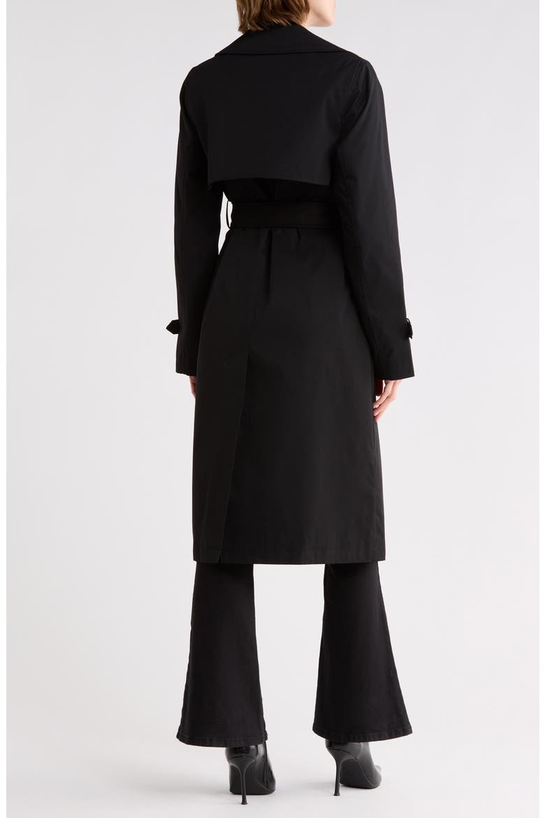Double Breasted Belted Trench Coat, Alternate, color, BLACK