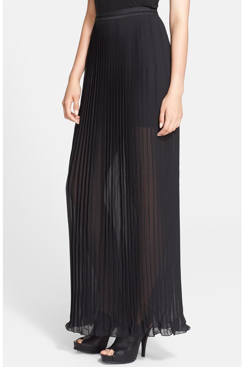 Accordion Pleat Maxi Skirt, Main, color, BLACK