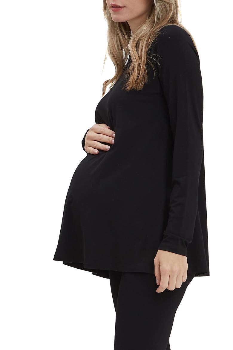 Nicolette Maternity & Nursing Boatneck Top, Alternate, color, BLACK
