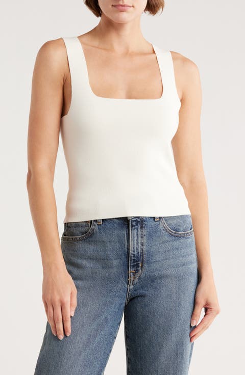 Eva Square Neck Crop Rib Tank