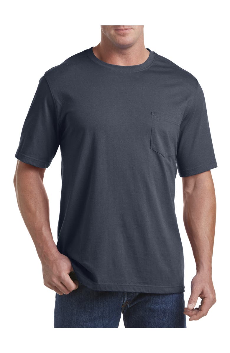 Harbor Bay by DXL Big & Tall Moisture-Wicking Pocket T-Shirt, Main, color, Gray Pinstripe Hthr