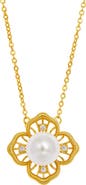 SAVVY CIE JEWELS Clover Simulated Pearl Pendant Necklace