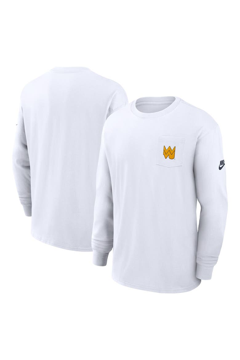 Men's Nike White West Virginia Mountaineers Legacy Max90 Pocket Long Sleeve T-Shirt, Main, color, White