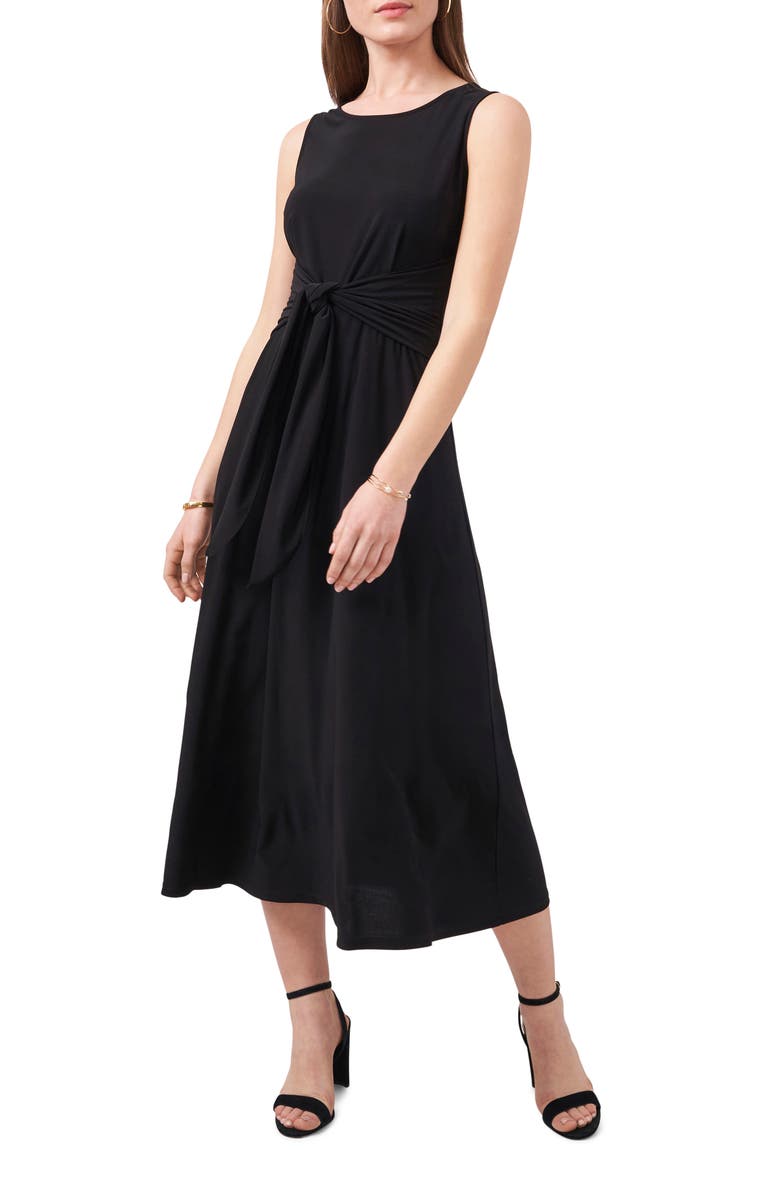 Chaus Tie Front Sleeveless Jersey Midi Dress, Main, color, 