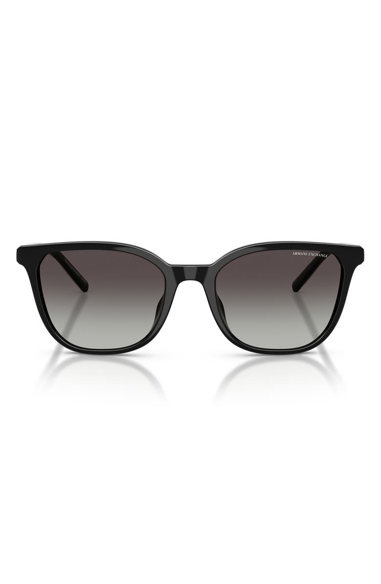 Armani Exchange 54mm Cat Eye Sunglasses, Main, color, Shiny Black / Grey Gradient