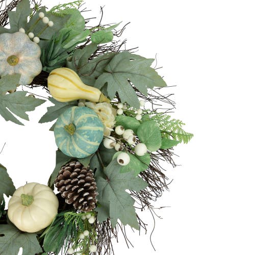 Northlight Pumpkins With Berries Artificial Fall Harvest Wreath In Green