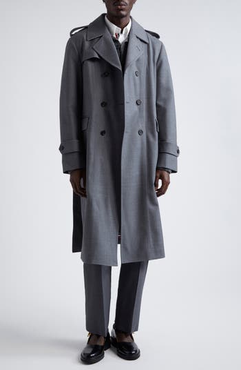 コート THOM BROWNE LONG COAT Thom Browne Unstructured Wool Blend Twill Trench Coat