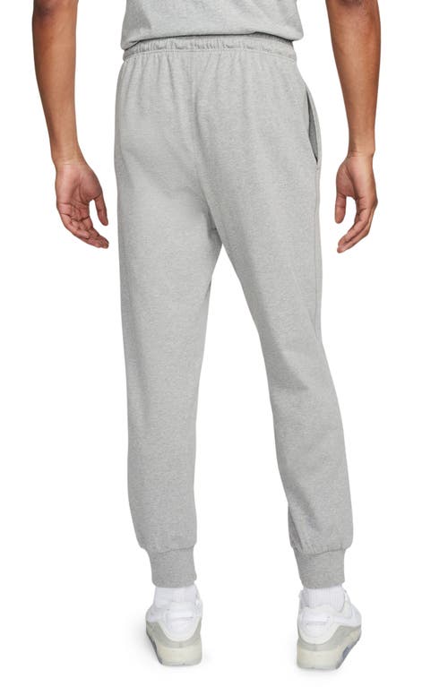 Nike Sportswear Club Tapered Logo-embroidered Cotton-jersey Sweatpants In Dk Grey Heather/white