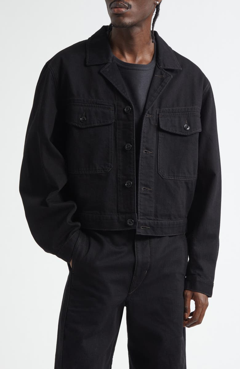 Lemaire Heavy Denim Trucker Jacket, Main, color, Black