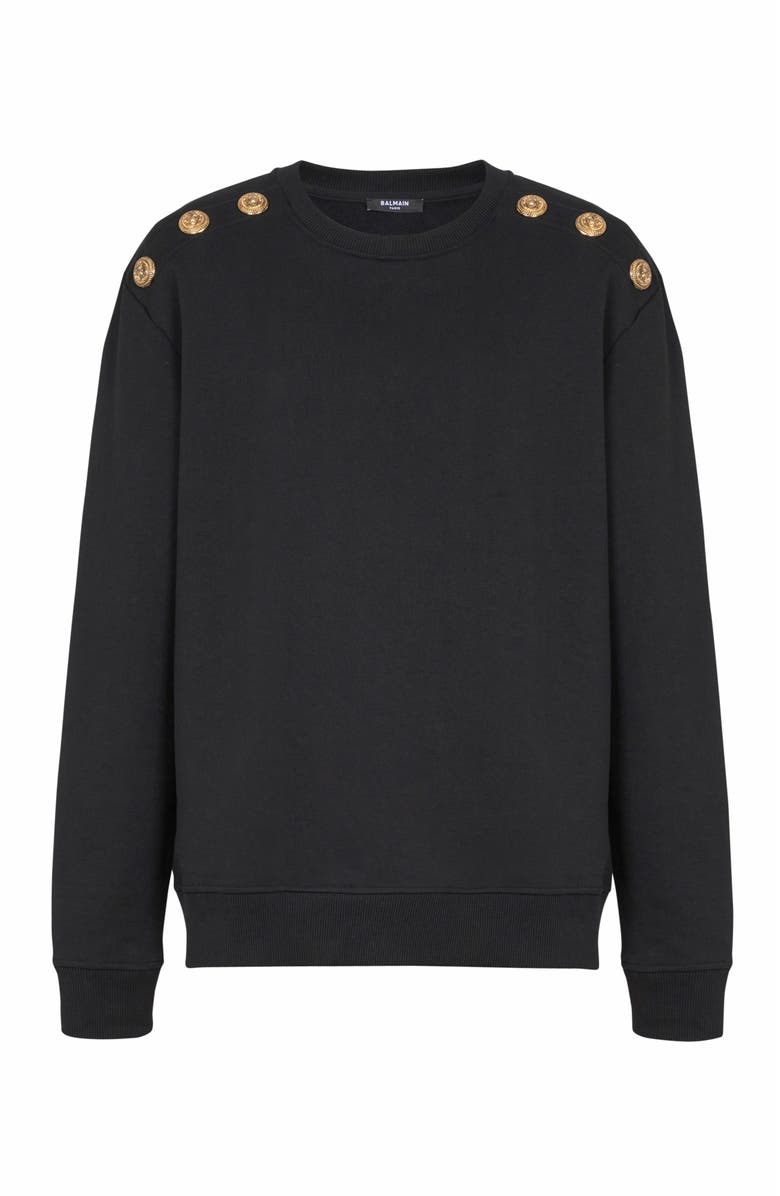 Balmain Sweater With Chain Lion Buttons, Alternate, color, Black
