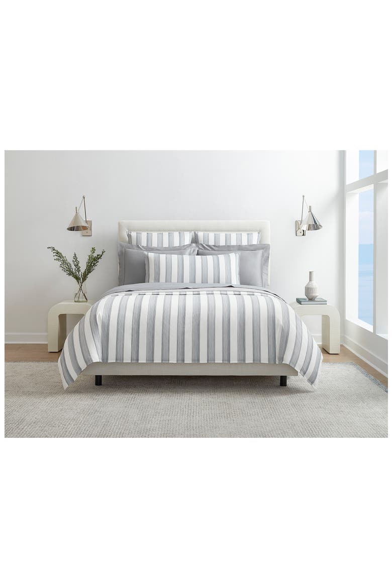 Mara Stripe Cotton Sateen Duvet Cover, Alternate, color, SLATE
