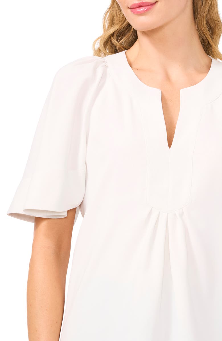 CeCe Flutter Sleeve Crepe Top, Alternate, color, New Ivory