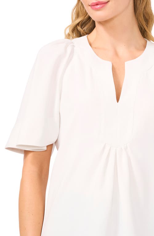 Cece Flutter Sleeve Crepe Top In New Ivory