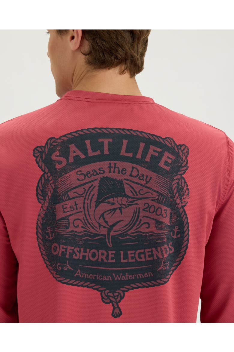 Offshore Legends Long Sleeve  Perforated Mesh Tee, Alternate, color, EARTH RED