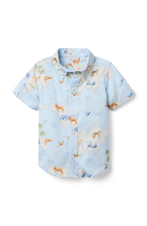 Janie And Jack The Poplin Shirt In Animal Map