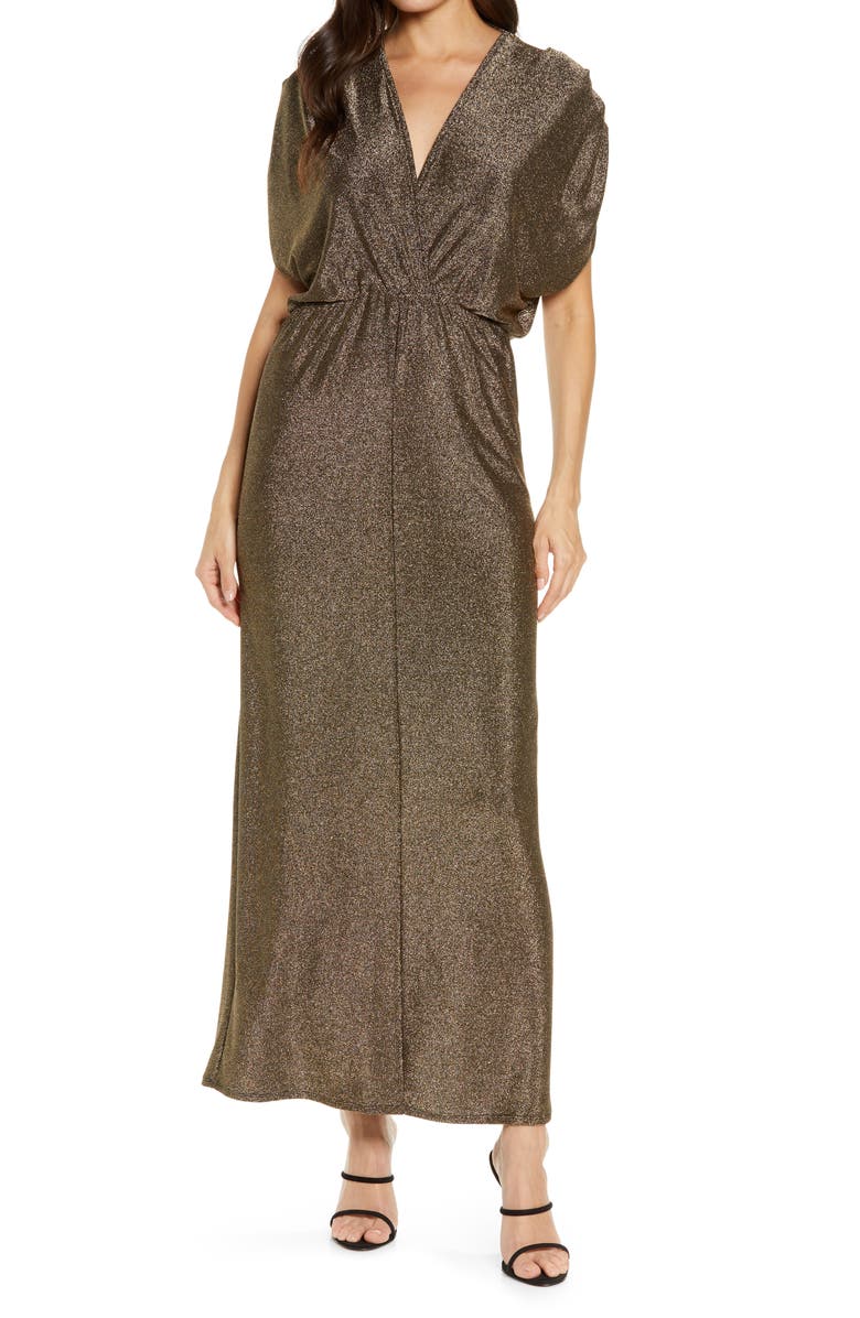 Fraiche by J Metallic Knit Sleeveless Maxi Dress, Main, color, 