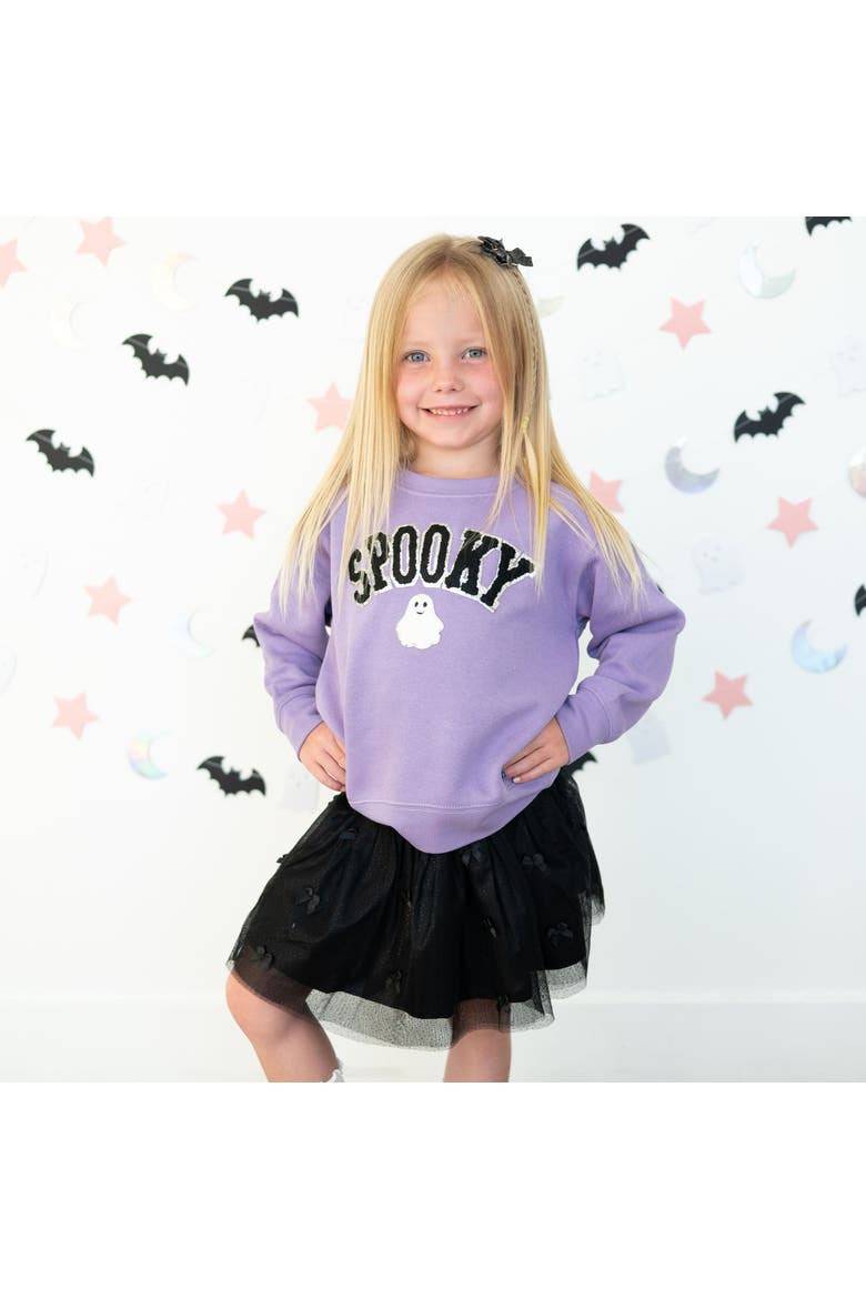 Spooky Ghost Patch Halloween Sweatshirt, Alternate, color, Lavender