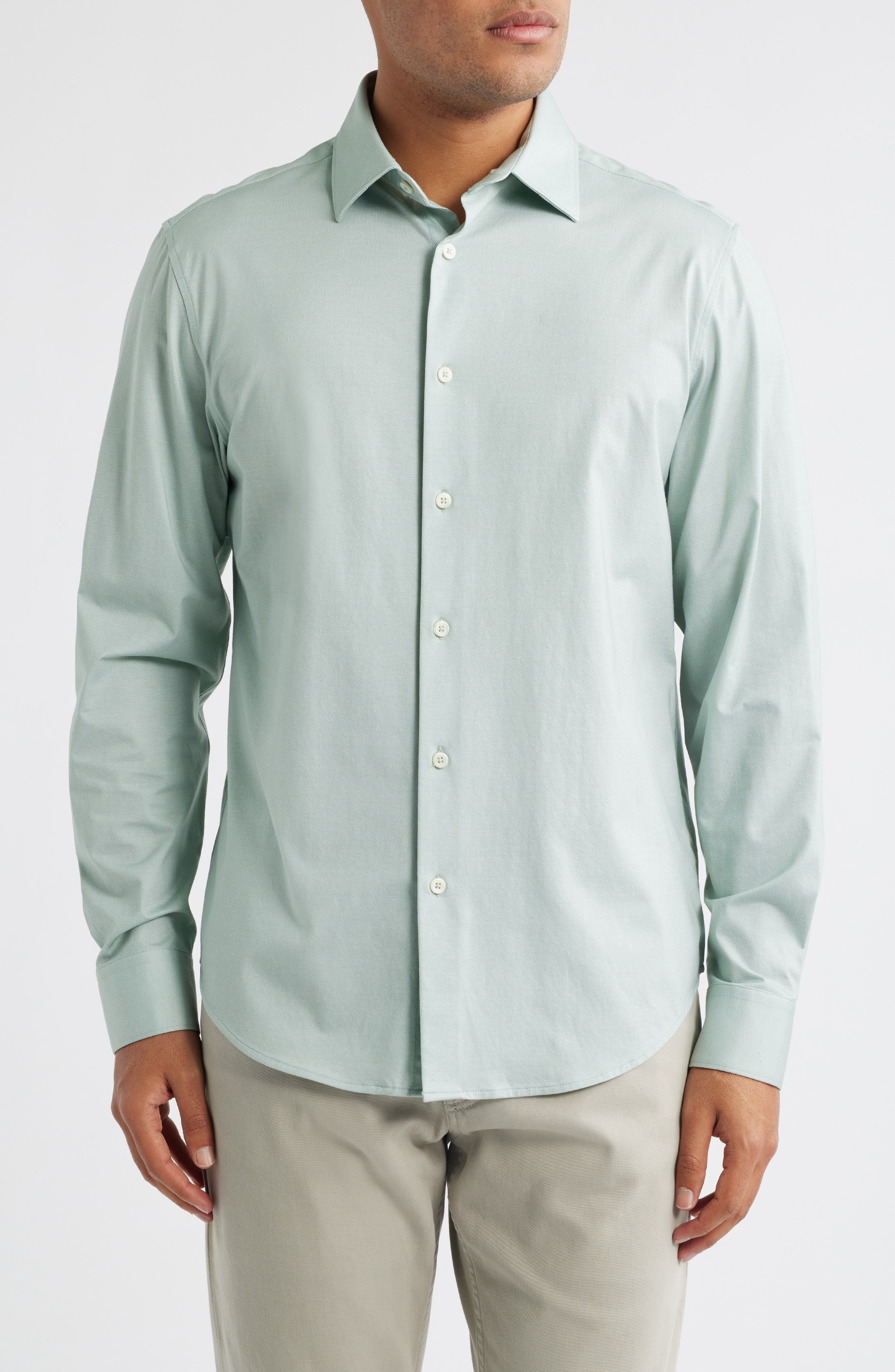 Jimmy OoohCotton Herringbone Button-Up Shirt - image 3
