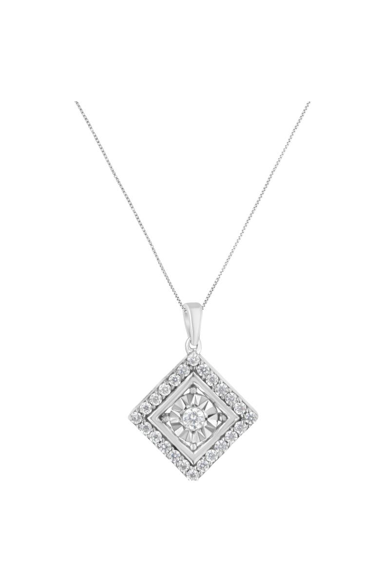Haus of Brilliance 10KT White Gold 1/2 cttw Diamond Square Pendant Necklace, Alternate, color, White