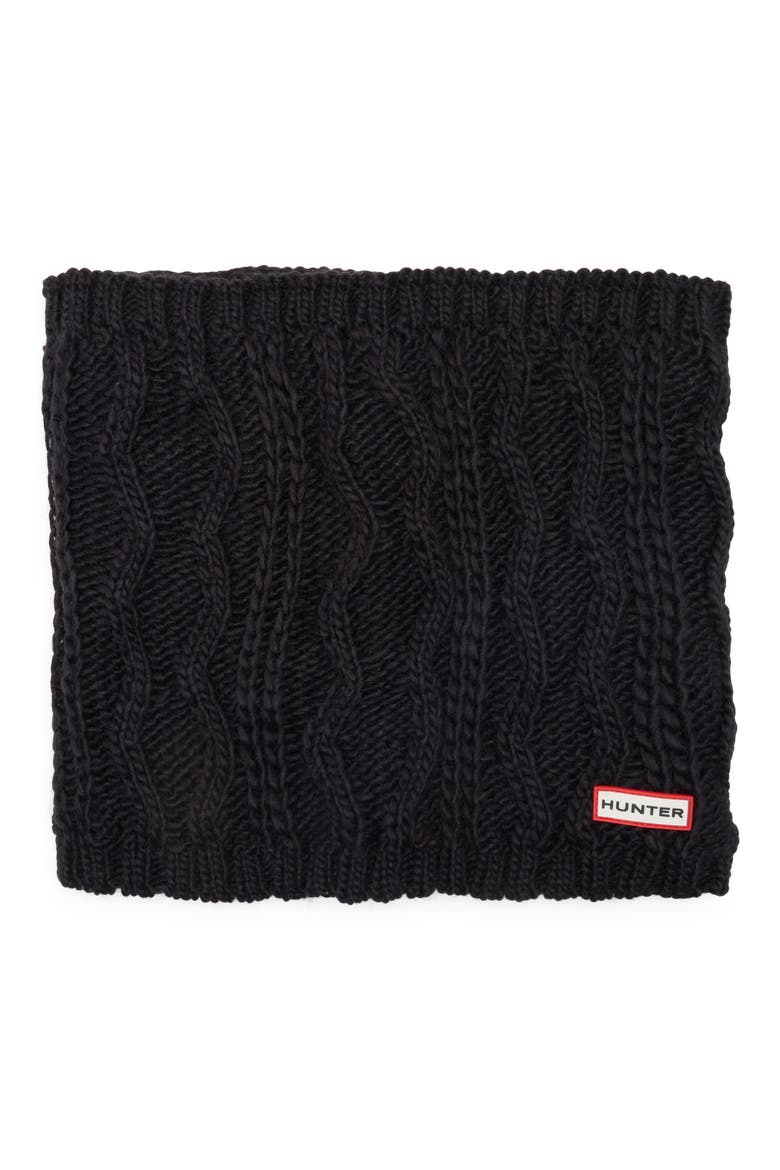 Cable Knit Fleece Lined Neck Warmer, Alternate, color, BLACK