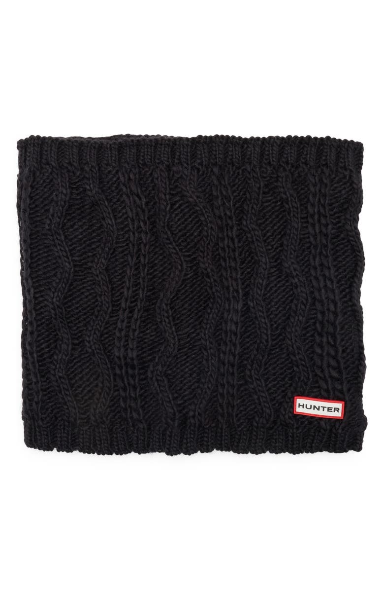 Hunter Cable Knit Fleece Lined Neck Warmer, Alternate, color, Black