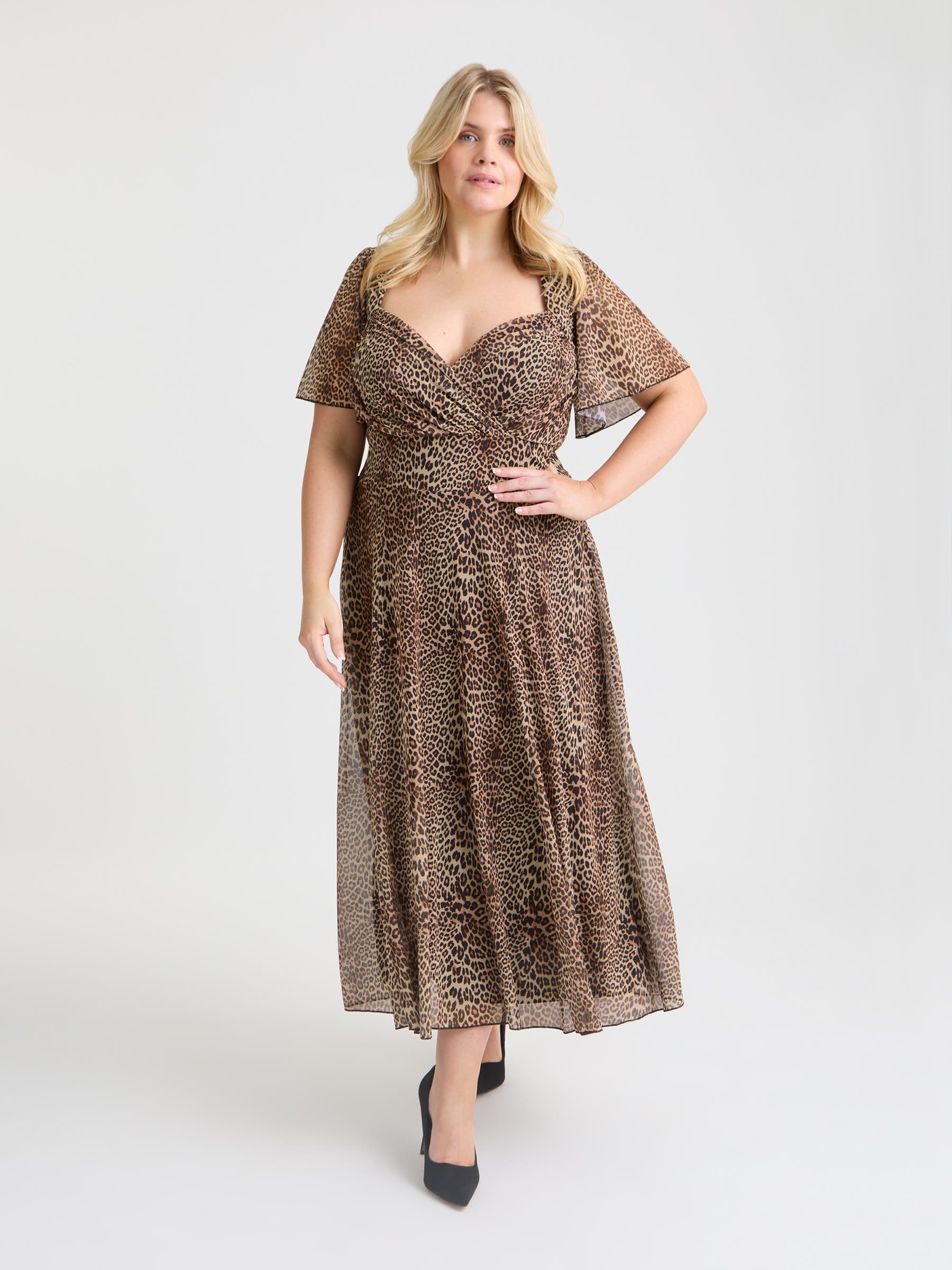 Liz Animal Bolero Wrap Bodice Midi Dress
