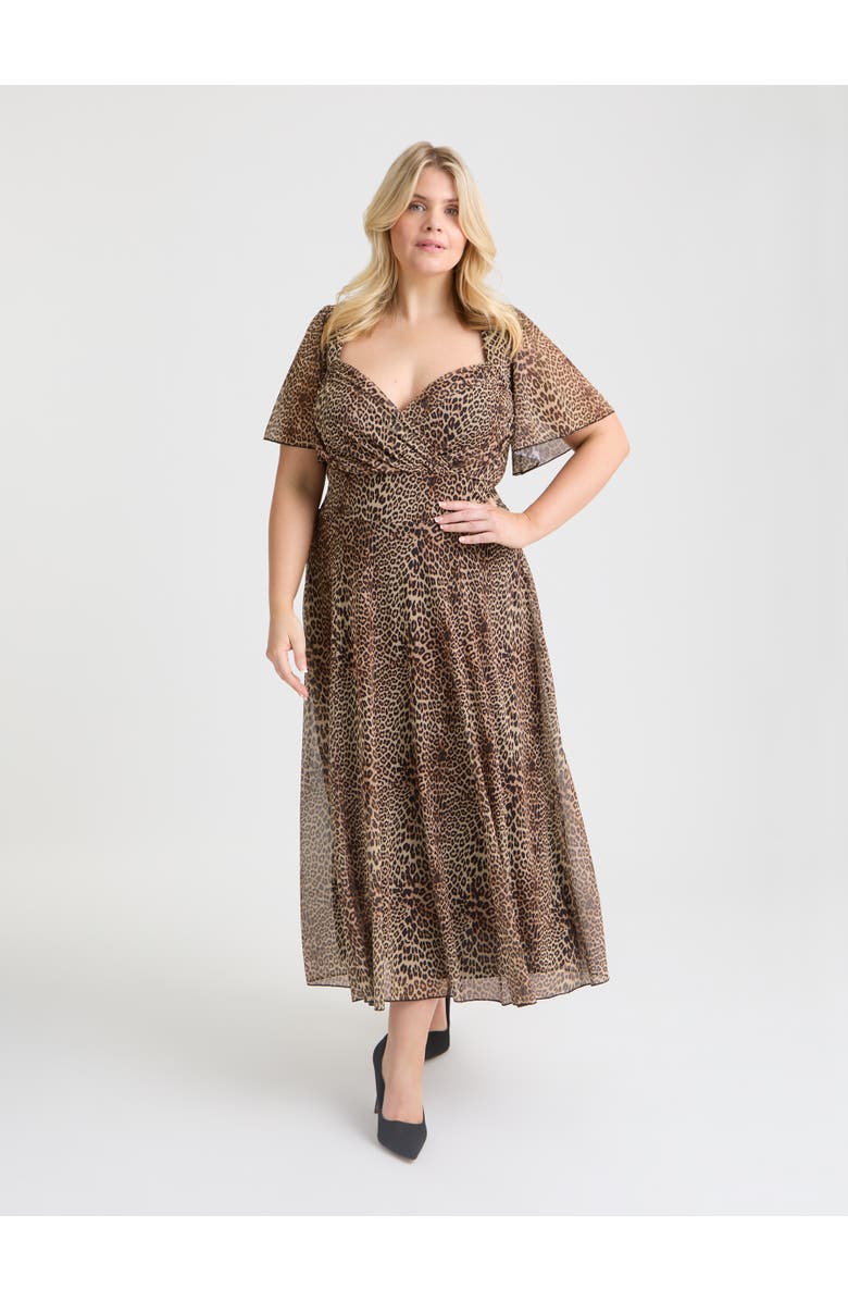 Scarlett & Jo Liz Animal Bolero Wrap Bodice Midi Dress, Main, color, Leopard Print
