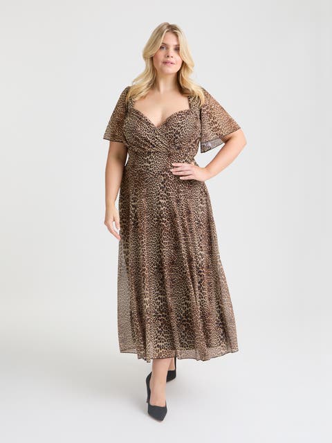 Liz Animal Bolero Wrap Bodice Midi Dress