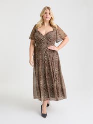Scarlett & Jo Liz Animal Bolero Wrap Bodice Midi Dress