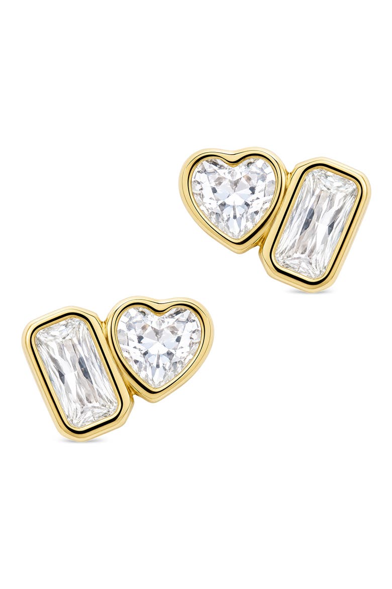 Mixed Cut Cubic Zirconia Stud Earrings, Alternate, color, GOLD