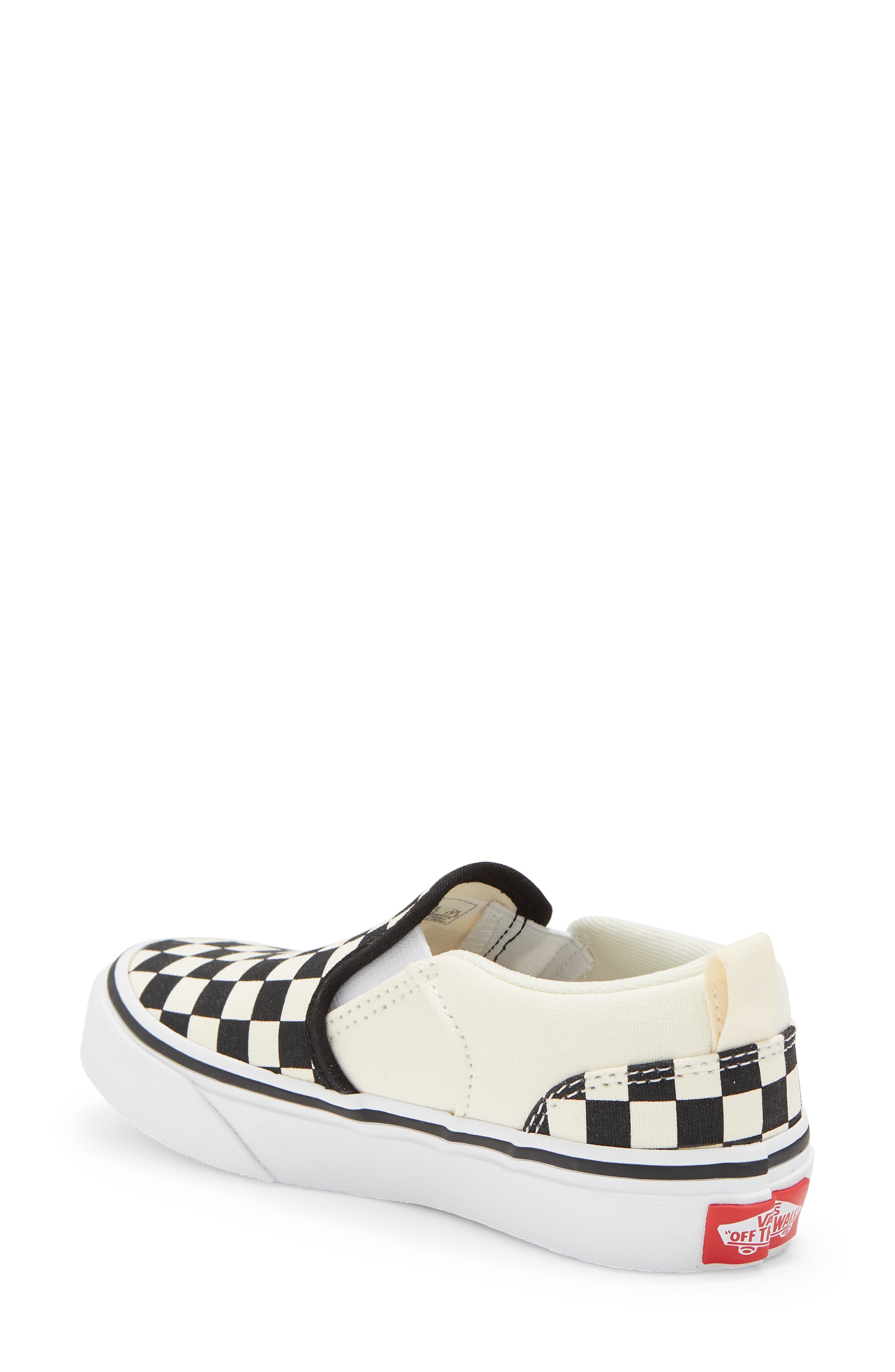 Vans Kids' Asher V Slip On Checkerboard Sneaker, Alternate, color, 
