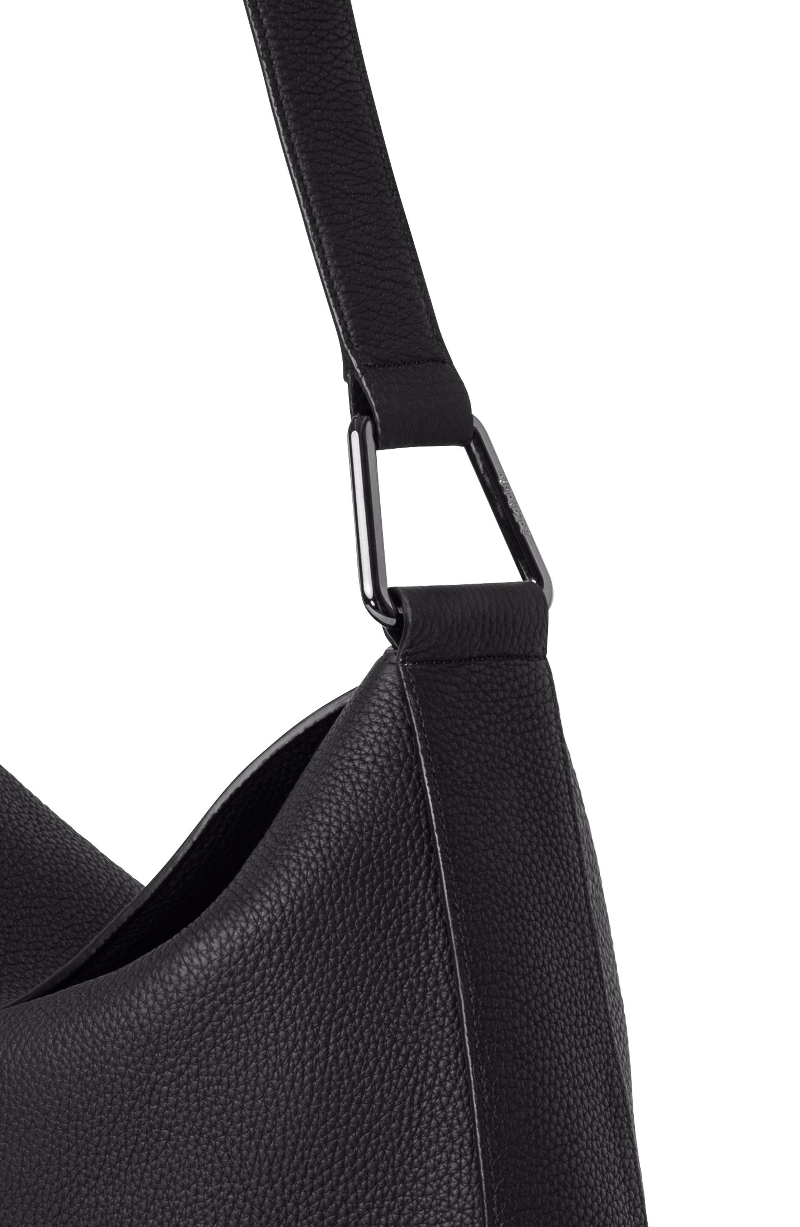 Akris Medium Anna Leather Hobo Bag, Alternate, color, 009 Black