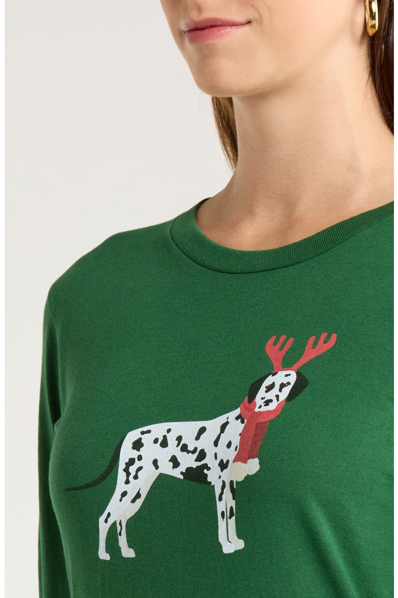 Reindeer Dog Long Sleeve Cotton Graphic T-Shirt, Alternate, color, EDEN