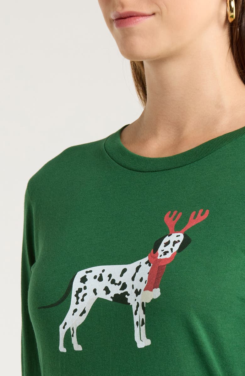 GOLDEN HOUR Reindeer Dog Long Sleeve Cotton Graphic T-Shirt, Alternate, color, Eden